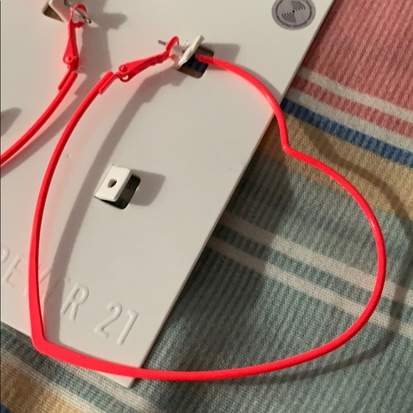 NWT Neon Pink Hearts Earrings from Forever 21 - Picture 2 of 6